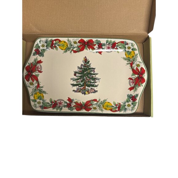 Spode Christmas Tree Dessert Tray & 4 Placemats Set - Picture 4 of 10